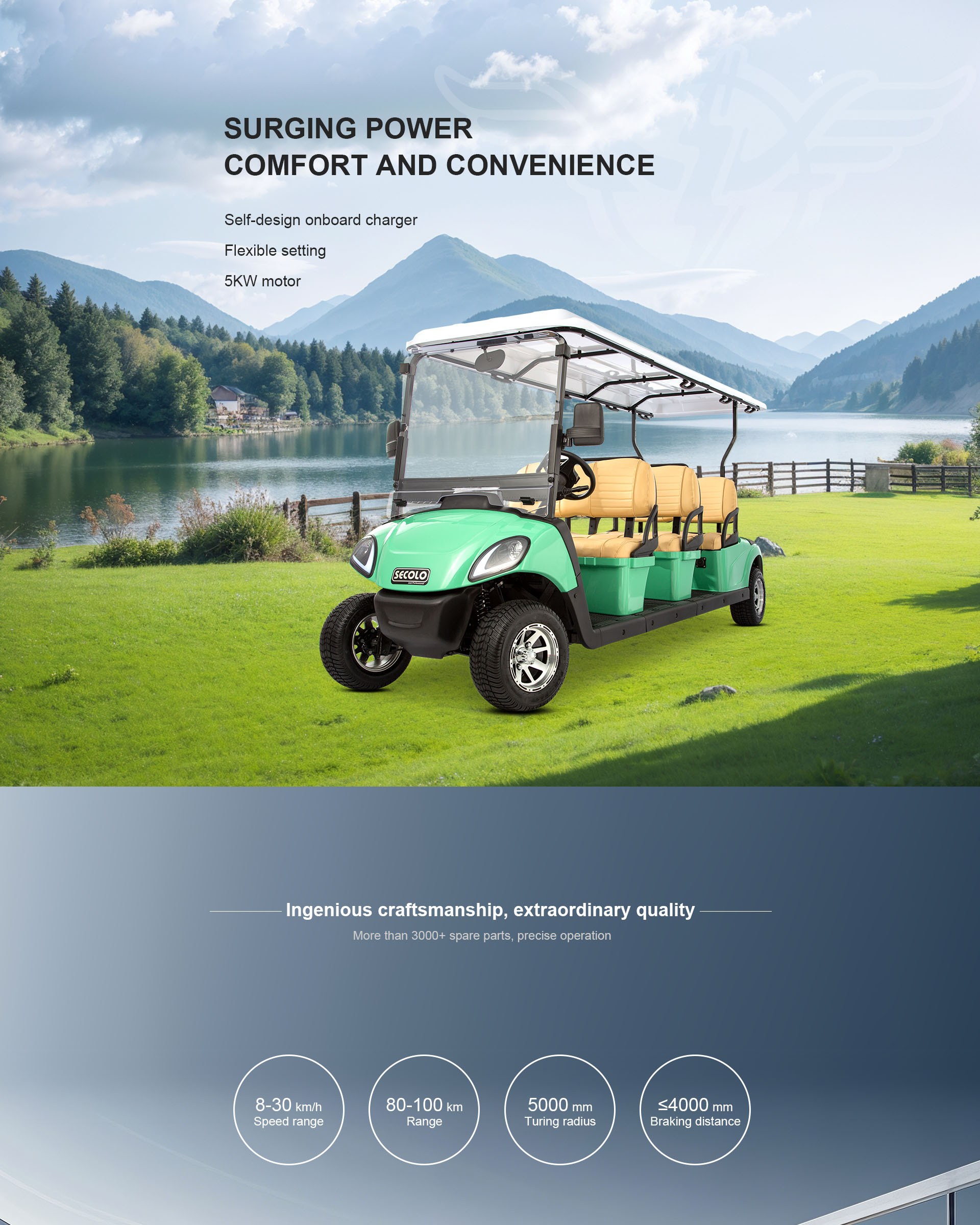 HIOEV B6 premium 6-seater electric shuttle - full view